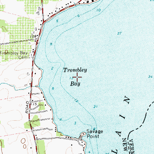 Topographic Map of Trombley Bay, NY