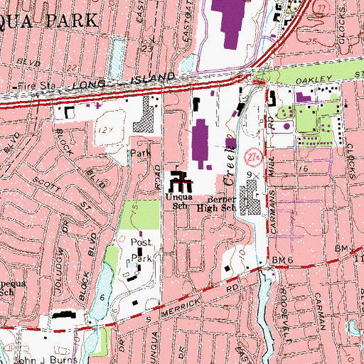 Topographic Map of Unqua Elementary School, NY