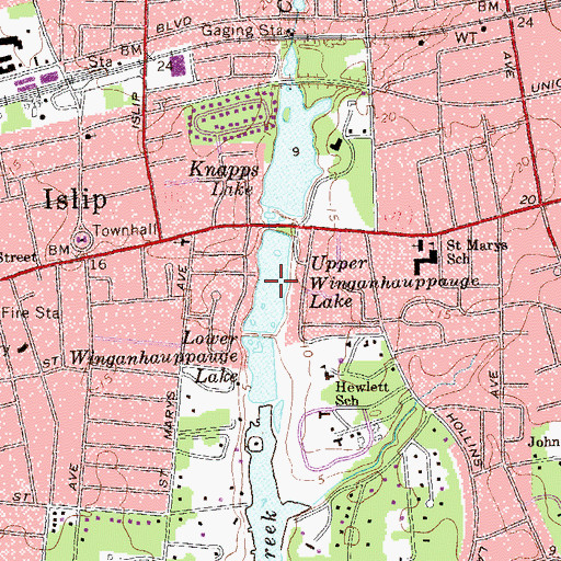 Topographic Map of Upper Winganhauppauge Lake, NY
