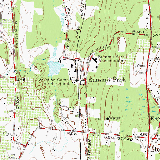 Topographic Map of Vacation Camp for the Blind, NY