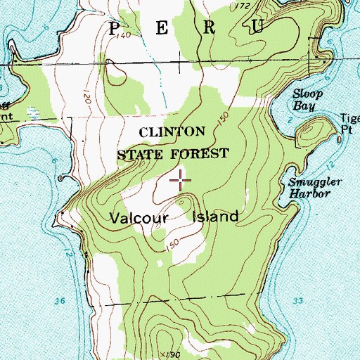 Topographic Map of Valcour Island, NY