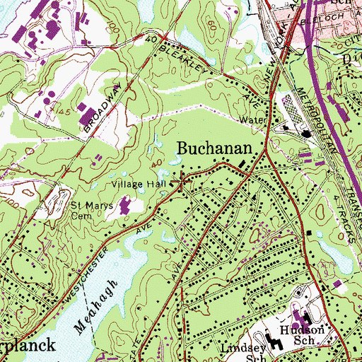 Topographic Map of Village Hall, NY