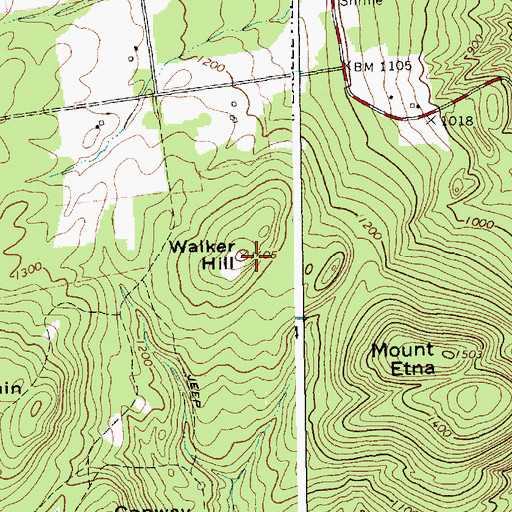 Topographic Map of Walker Hill, NY