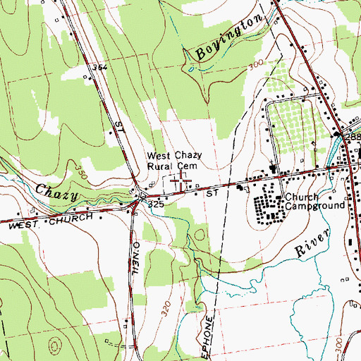 Topographic Map of West Chazy Rural Cemetery, NY