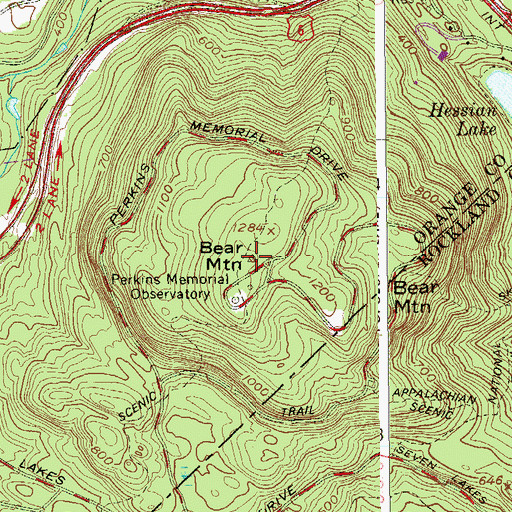 Topographic Map of Bear Mountain, NY