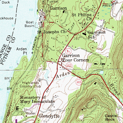 Topographic Map of Garrison Four Corners, NY