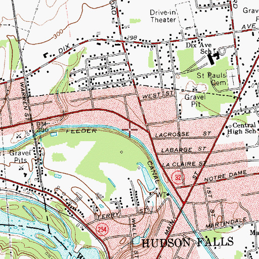 Topographic Map of Glens Falls Feeder Canal, NY