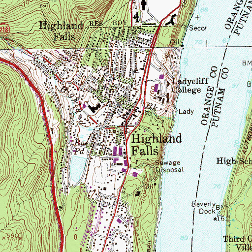 Topographic Map of Highland Falls, NY