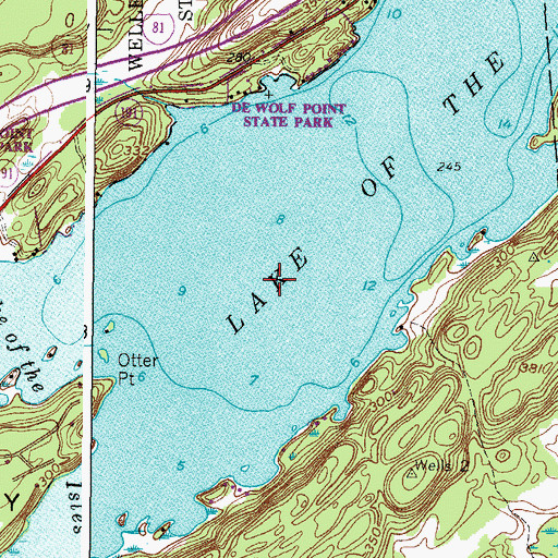 Topographic Map of Lake of the Isles, NY