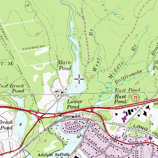Topographic Map of Main Pond, NY