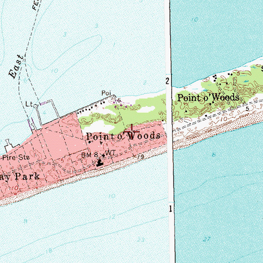 Topographic Map of Point o'Woods, NY