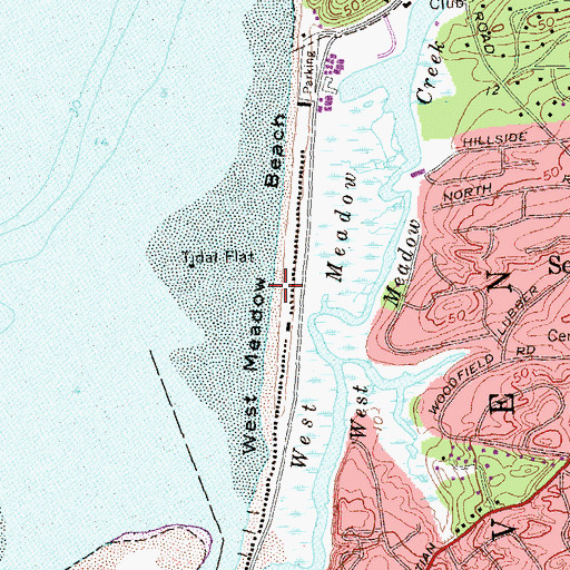 Topographic Map of West Meadow Beach, NY