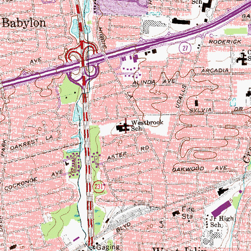 Topographic Map of Westbrook Elementary School, NY