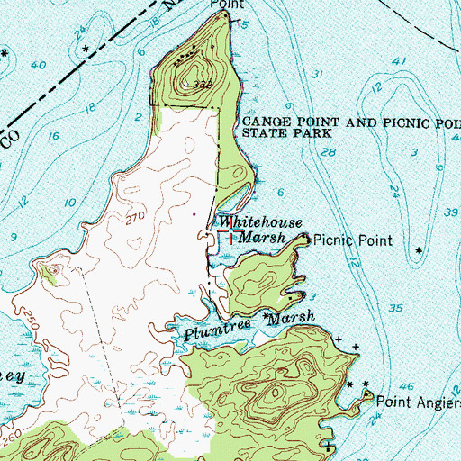 Topographic Map of Whitehouse Marsh, NY