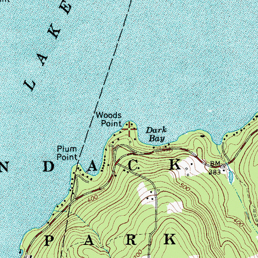 Topographic Map of Woods Point, NY