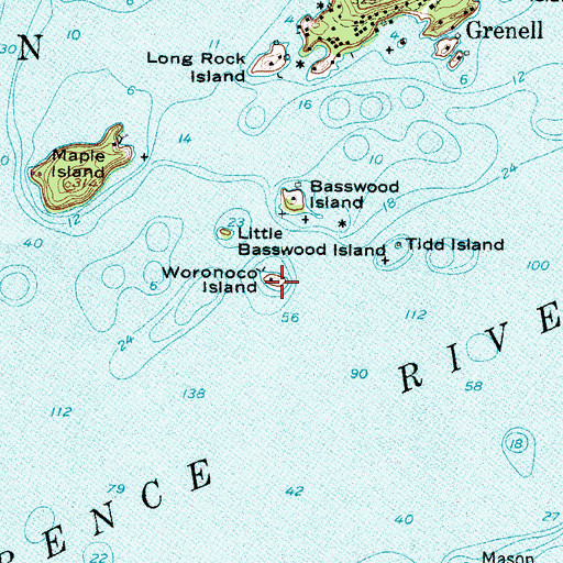 Topographic Map of Woronoco Island, NY
