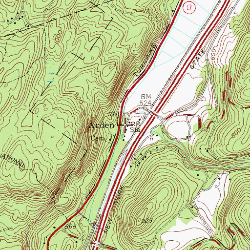 Topographic Map of Arden, NY