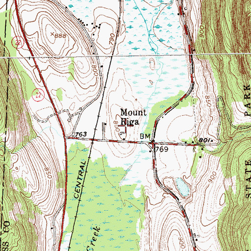 Topographic Map of Mount Riga, NY