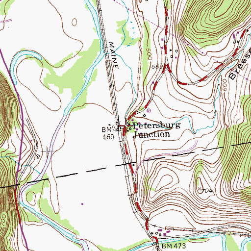 Topographic Map of Petersburg Junction, NY