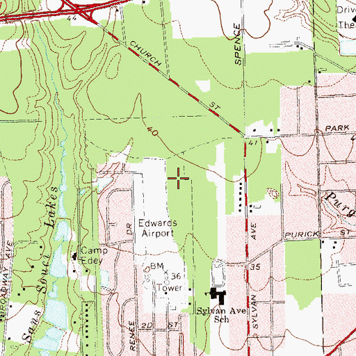 Topographic Map of Bayport Aerodrome, NY