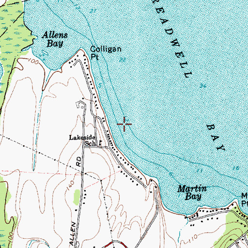Topographic Map of Oliver Bay, NY