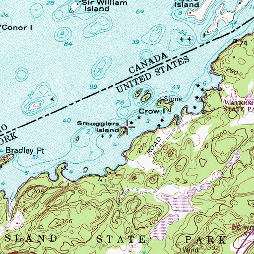 Topographic Map of Smugglers Island, NY