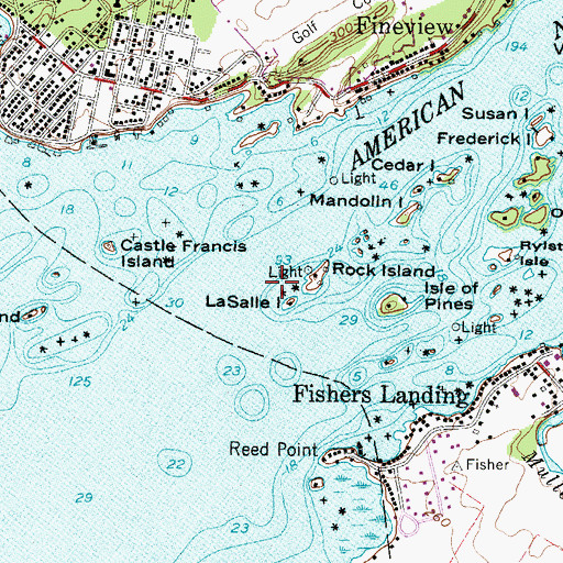 Topographic Map of Rock Island Reef, NY