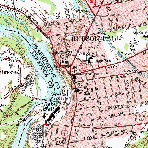 Topographic Map of Hudson Falls, NY