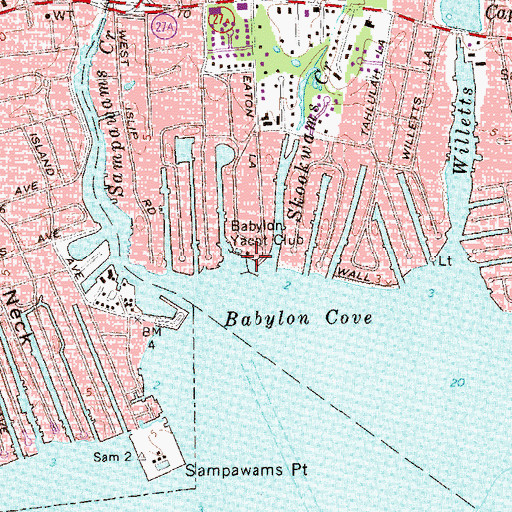 Topographic Map of Babylon Yacht Club, NY