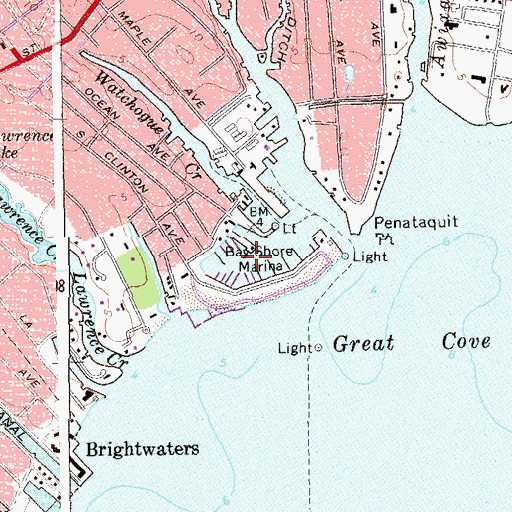 Topographic Map of Bay Shore Marina, NY