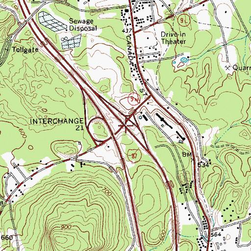 Topographic Map of Interchange 21, NY