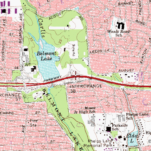 Topographic Map of Interchange 38, NY