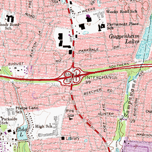 Topographic Map of Interchange 39, NY