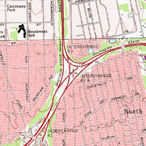 Topographic Map of Interchange 41 A, NY
