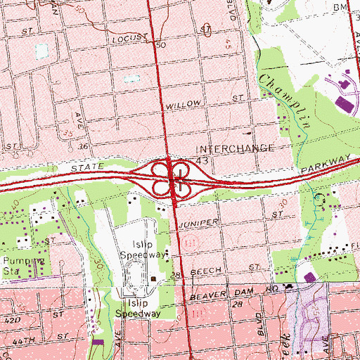 Topographic Map of Interchange 43, NY