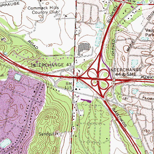 Topographic Map of Interchange 43, NY