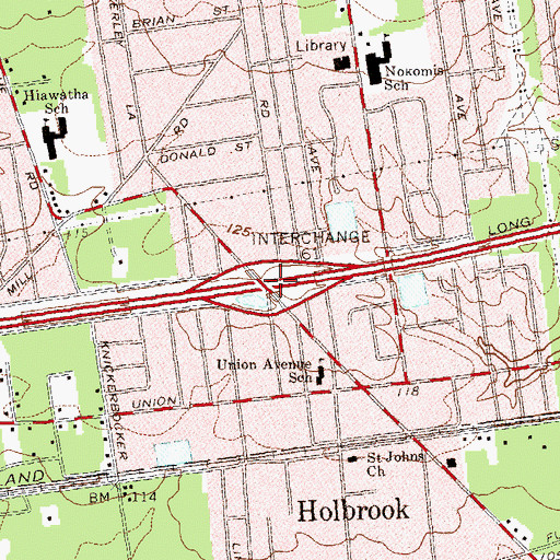 Topographic Map of Interchange 61, NY