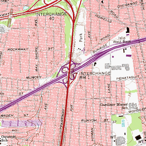 Topographic Map of Interchange Rm 1, NY