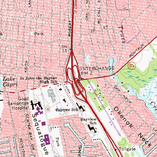 Topographic Map of Interchange Rm 2, NY