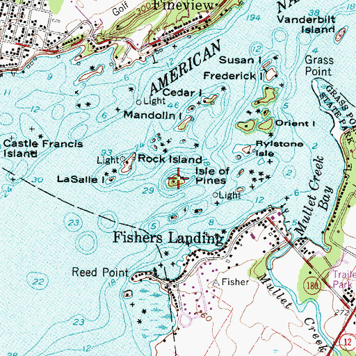 Topographic Map of Isle of Pines, NY