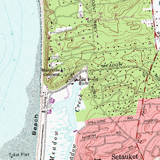 Topographic Map of Old Field Club, NY