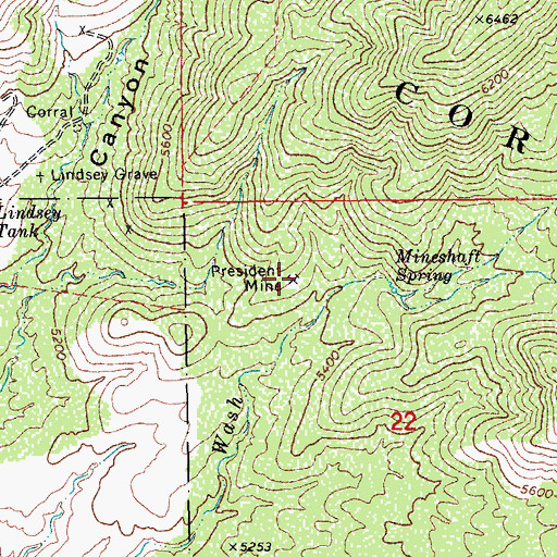 Topographic Map of President Mine, AZ