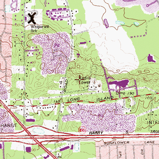 Topographic Map of WCTO-FM (Smithtown), NY