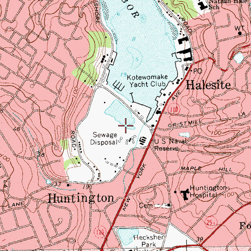 Topographic Map of Huntington Emergency Helistop, NY