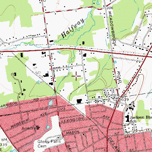 Topographic Map of WBZA-AM (Glens Falls), NY