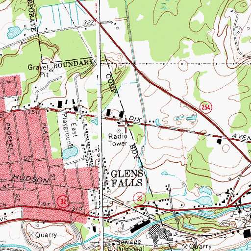 Topographic Map of WWSC-AM (Glens Falls), NY