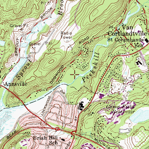 Topographic Map of WLNA-AM (Peekskill), NY