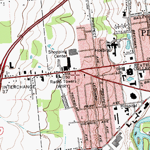Topographic Map of WIRY-AM (Plattsburgh), NY