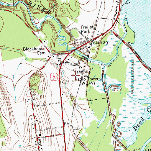 Topographic Map of WEAV-AM (Plattsburgh), NY