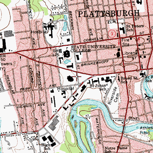 Topographic Map of WPLT-FM (Plattsburgh), NY